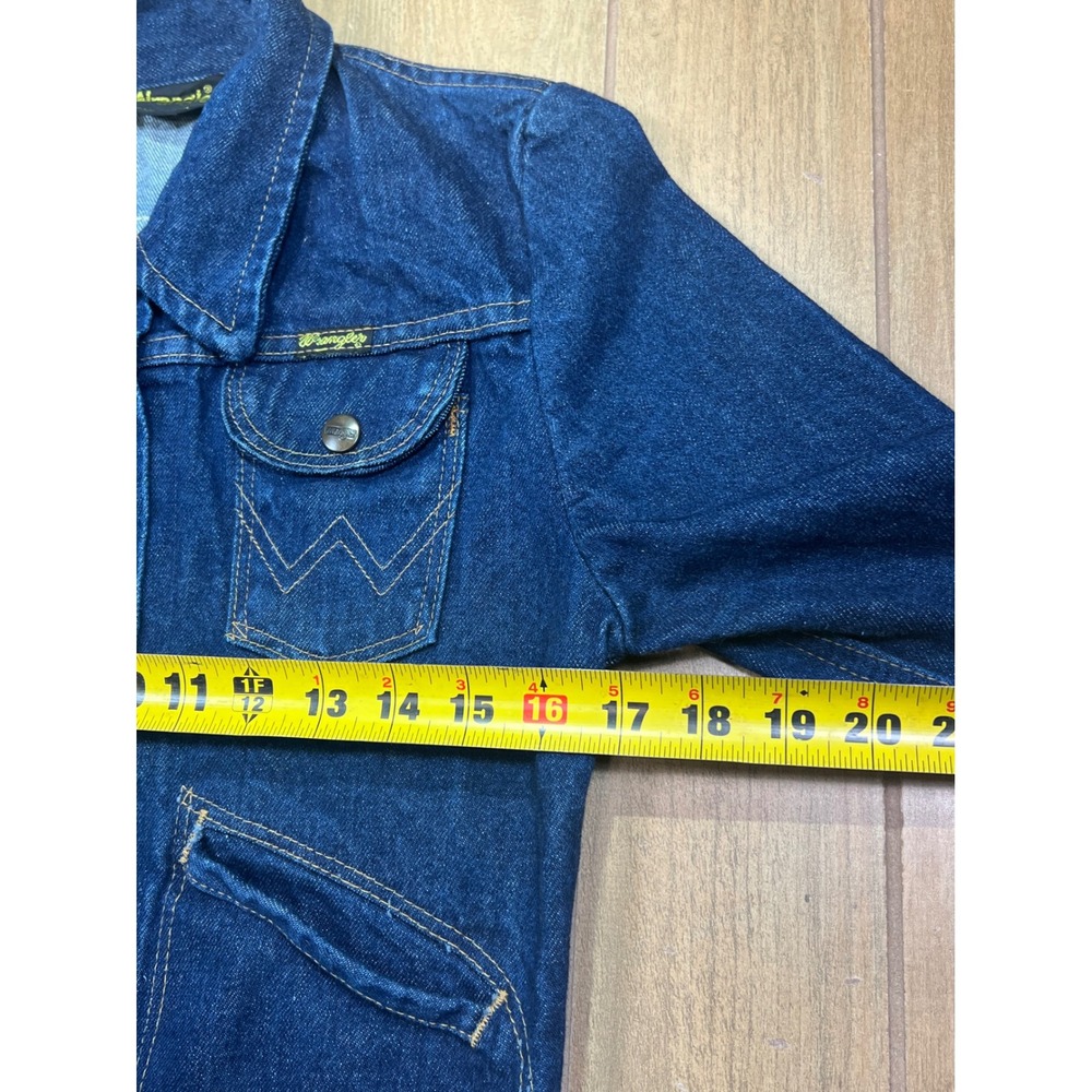 Wrangler Vintage Denim Trucker Jacket Made in USA Blue Cotton B1457PW Size 9 - Picture 4 of 11